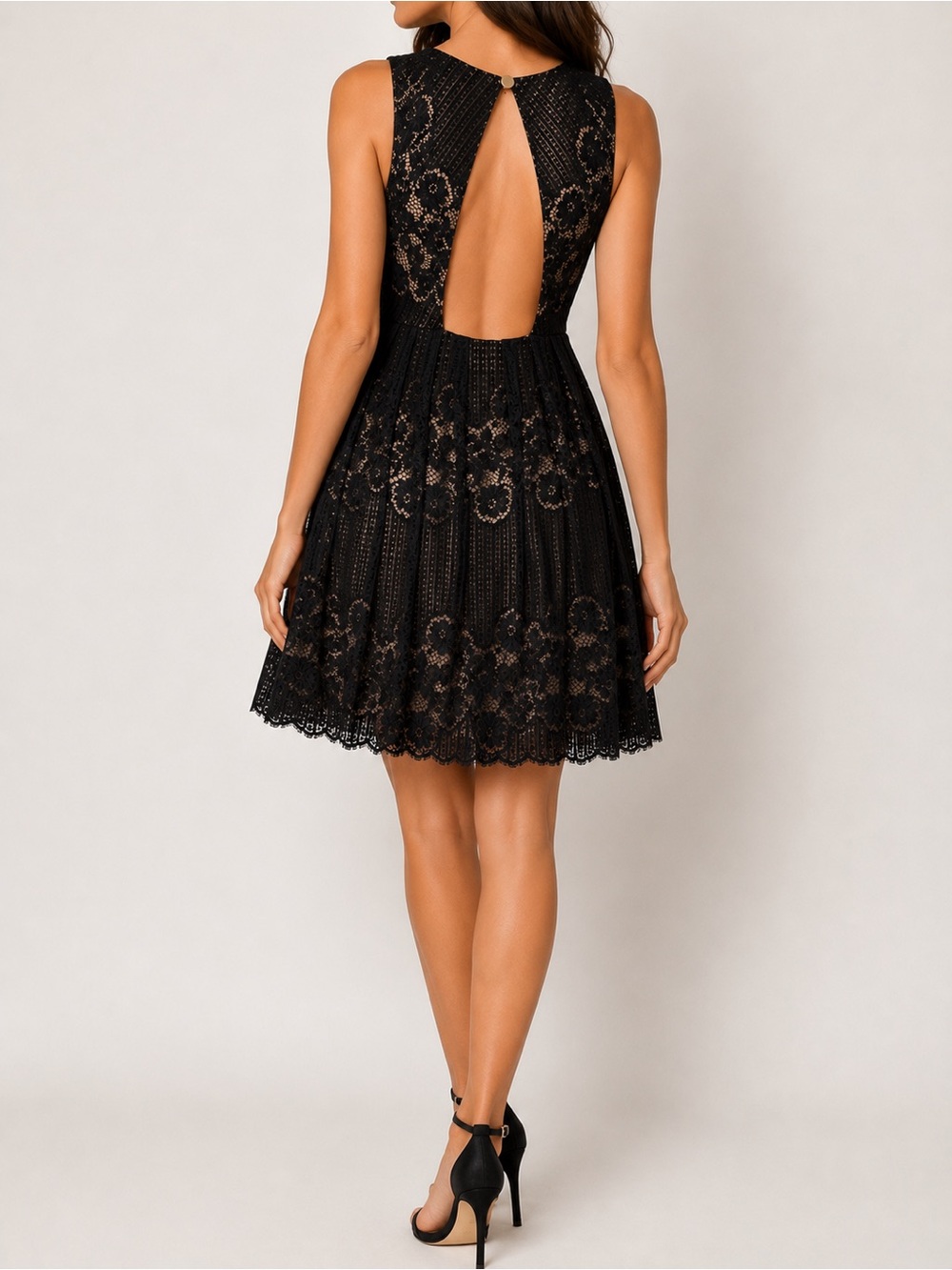 Free People Black Lace Open Back Dress Size 2